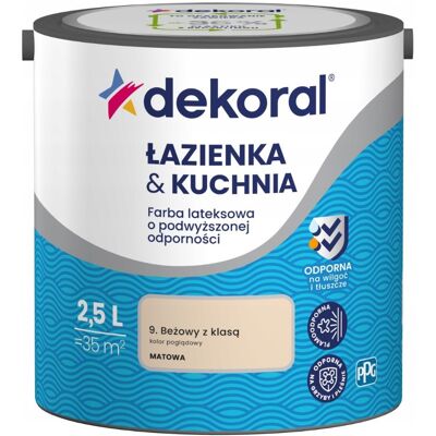 Dekoral Farba Lateksowa Łazienka&Kuchnia Beżowy Z Klasą 2,5L Dekoral Dekoral Farba Lateksowa Łazienka&Kuchnia Beżowy Z Klasą 2,5L Dekoral