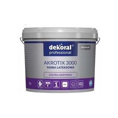 Dekoral Farba Lateksowa Professional Akrotix 3000 AG+ 10L Biała Dekoral Dekoral Farba Lateksowa Professional Akrotix 3000 AG+ 10L Biała Dekoral