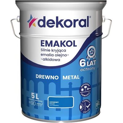Dekoral Emalia Olejno-Alkidowa Emakol Strong Lazurowy 5L Dekoral Dekoral Emalia Olejno-Alkidowa Emakol Strong Lazurowy 5L Dekoral