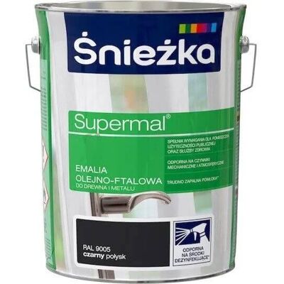 Śnieżka Emalia Olejno-Ftalowa Supermal 5L Czarny Połysk Śnieżka Śnieżka Emalia Olejno-Ftalowa Supermal 5L Czarny Połysk Śnieżka
