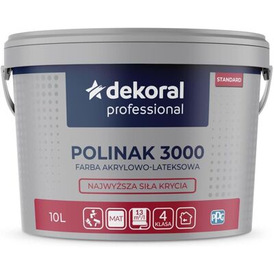 Dekoral Farba Akrylowo-Lateksowa Professional Polinak 3000 10L Biały Mat Dekoral Dekoral Farba Akrylowo-Lateksowa Professional Polinak 3000 10L Biały Mat Dekoral