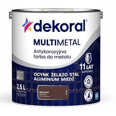 Dekoral Farba Do Metalu Antykorozyjna Brązowy Mat 2,5L Dekoral Dekoral Farba Do Metalu Antykorozyjna Brązowy Mat 2,5L Dekoral