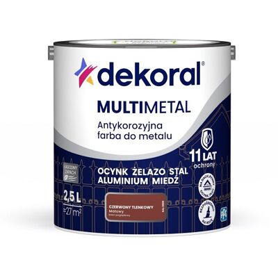 Dekoral Farba Do Metalu Antykorozyjna Czerwony Tlenowy Mat 2,5L Dekoral Dekoral Farba Do Metalu Antykorozyjna Czerwony Tlenowy Mat 2,5L Dekoral