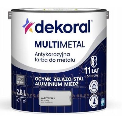 Dekoral Farba Do Metalu Antykorozyjna Jasny Szary Mat 2,5L Dekoral Dekoral Farba Do Metalu Antykorozyjna Jasny Szary Mat 2,5L Dekoral