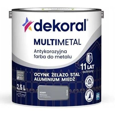 Dekoral Farba Do Metalu Antykorozyjna Szary Mat 2,5L Dekoral Dekoral Farba Do Metalu Antykorozyjna Szary Mat 2,5L Dekoral