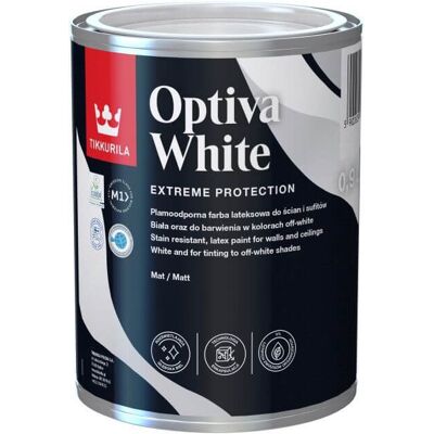 Tikkurila Farba Lateksowa Optiva White 0,9L Tikkurila Tikkurila Farba Lateksowa Optiva White 0,9L Tikkurila