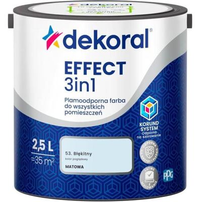 Dekoral Farba Lateksowa Plamoodporna Dekoral Effect 3IN1 2.5L Błękitny Dekoral Farba Lateksowa Plamoodporna Dekoral Effect 3IN1 2.5L Błękitny