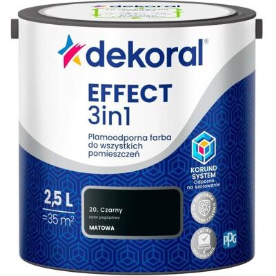 Dekoral Farba Lateksowa Plamoodporna Effect 3IN1 2.5L Czarny Dekoral Dekoral Farba Lateksowa Plamoodporna Effect 3IN1 2.5L Czarny Dekoral
