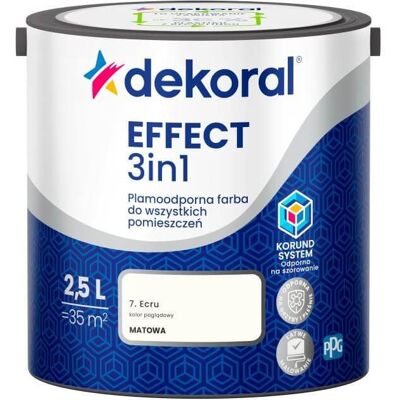 Dekoral Farba Lateksowa Plamoodporna Effect 3IN1 2.5L Ecru Dekoral Dekoral Farba Lateksowa Plamoodporna Effect 3IN1 2.5L Ecru Dekoral