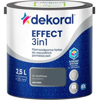 Dekoral Farba Lateksowa Plamoodporna Effect 3IN1 2.5L Grafitowy Dekoral Dekoral Farba Lateksowa Plamoodporna Effect 3IN1 2.5L Grafitowy Dekoral