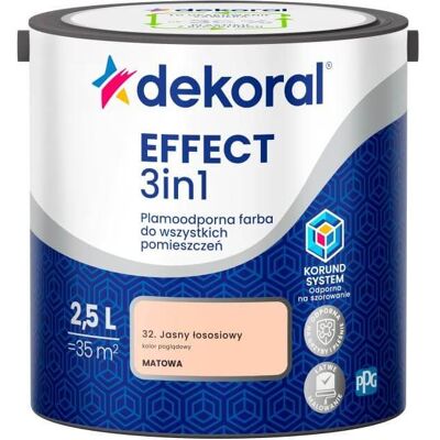Dekoral Farba Lateksowa Plamoodporna Effect 3IN1 2.5L Jasny Łososiowy Dekoral Dekoral Farba Lateksowa Plamoodporna Effect 3IN1 2.5L Jasny Łososiowy Dekoral