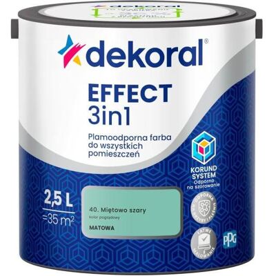 Dekoral Farba Lateksowa Plamoodporna Effect 3IN1 2.5L Miętowo-Szary Dekoral Dekoral Farba Lateksowa Plamoodporna Effect 3IN1 2.5L Miętowo-Szary Dekoral