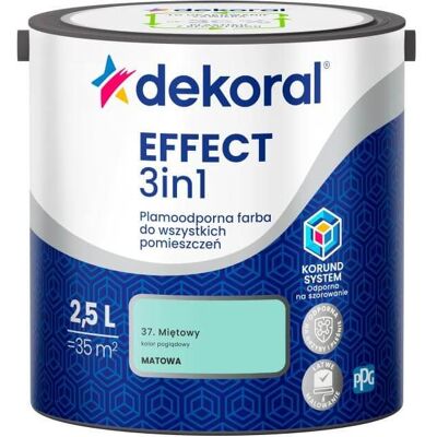 Dekoral Farba Lateksowa Plamoodporna Effect 3IN1 2.5L Miętowy Dekoral Dekoral Farba Lateksowa Plamoodporna Effect 3IN1 2.5L Miętowy Dekoral