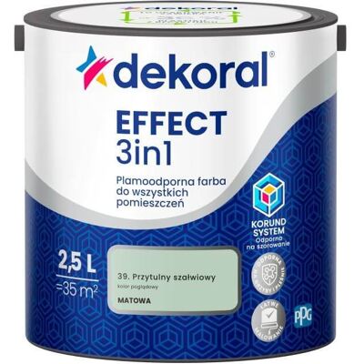 Dekoral Farba Lateksowa Plamoodporna Effect 3IN1 2.5L Przytulny Szałwiowy Dekoral Dekoral Farba Lateksowa Plamoodporna Effect 3IN1 2.5L Przytulny Szałwiowy Dekoral
