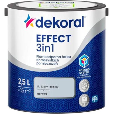 Dekoral Farba Lateksowa Plamoodporna Effect 3IN1 2.5L Szary Idealny Dekoral Dekoral Farba Lateksowa Plamoodporna Effect 3IN1 2.5L Szary Idealny Dekoral