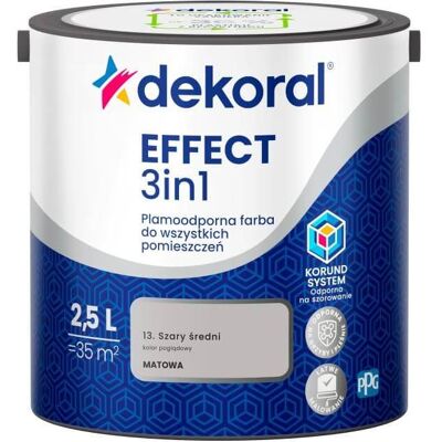 Dekoral Farba Lateksowa Plamoodporna Effect 3IN1 2.5L Szary Średni Dekoral Dekoral Farba Lateksowa Plamoodporna Effect 3IN1 2.5L Szary Średni Dekoral