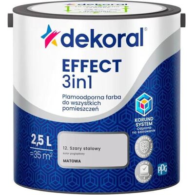 Dekoral Farba Lateksowa Plamoodporna Effect 3IN1 2.5L Szary Stalowy Dekoral Dekoral Farba Lateksowa Plamoodporna Effect 3IN1 2.5L Szary Stalowy Dekoral