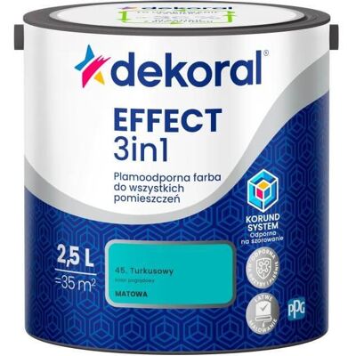 Dekoral Farba Lateksowa Plamoodporna Effect 3IN1 2.5L Turkusowy Dekoral Dekoral Farba Lateksowa Plamoodporna Effect 3IN1 2.5L Turkusowy Dekoral