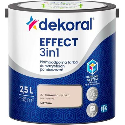 Dekoral Farba Lateksowa Plamoodporna Effect 3IN1 2.5L Uniwersalny Beż Dekoral Dekoral Farba Lateksowa Plamoodporna Effect 3IN1 2.5L Uniwersalny Beż Dekoral