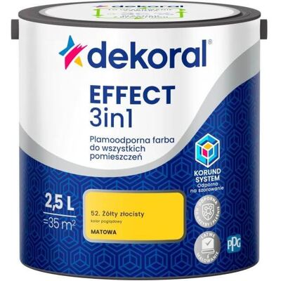 Dekoral Farba Lateksowa Plamoodporna Effect 3IN1 2.5L Żółty Złocisty Dekoral Dekoral Farba Lateksowa Plamoodporna Effect 3IN1 2.5L Żółty Złocisty Dekoral