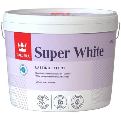 Farba lateksowa Super White Tikkurila 10L - Wnętrza Farba lateksowa Super White Tikkurila 10L - Wnętrza