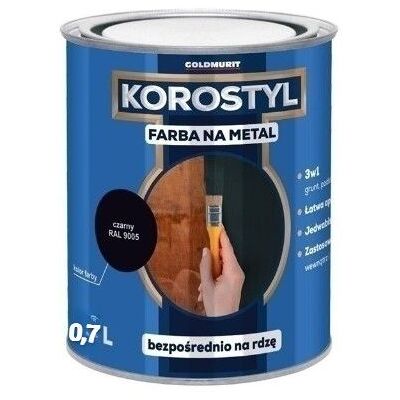 Korostyl Farba Na Metal Korostyl Czarny Połysk 9005 0,7L Goldmurit Korostyl Farba Na Metal Korostyl Czarny Połysk 9005 0,7L Goldmurit