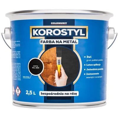 Korostyl Farba Na Metal 3W1 Korostyl Czarny RAL 9005 2,5L Goldmurit Korostyl Farba Na Metal 3W1 Korostyl Czarny RAL 9005 2,5L Goldmurit