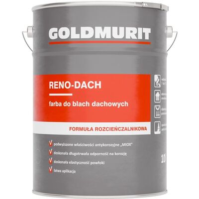Goldmurit Reno-Dach Farba Do Blach Dachowych Czarny - Formuła Rozcieńczalnikowa 9005 10L Goldmurit Goldmurit Reno-Dach Farba Do Blach Dachowych Czarny - Formuła Rozcieńczalnikowa 9005 10L Goldmurit