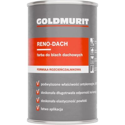 Goldmurit Reno-Dach Farba Do Blach Dachowych Czarny - Formuła Rozcieńczalnikowa 9005 1L Goldmurit Goldmurit Reno-Dach Farba Do Blach Dachowych Czarny - Formuła Rozcieńczalnikowa 9005 1L Goldmurit