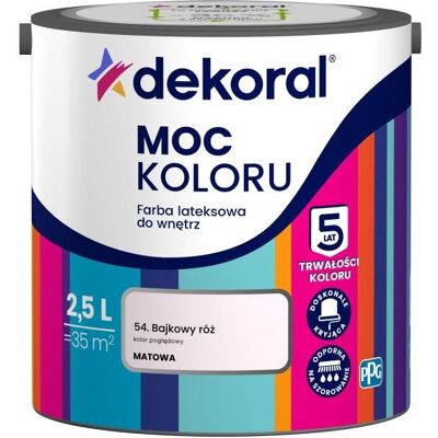 Dekoral Farba Lateksowa Moc Koloru Bajkowy Róż 2,5l Dekoral Dekoral Farba Lateksowa Moc Koloru Bajkowy Róż 2,5l Dekoral