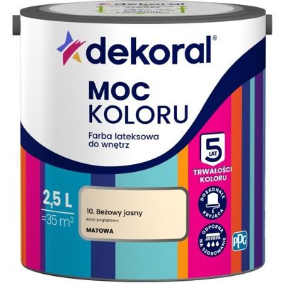 Dekoral Farba Lateksowa Moc Koloru Beżowy Jasny 2,5l Dekoral Dekoral Farba Lateksowa Moc Koloru Beżowy Jasny 2,5l Dekoral