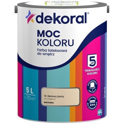 Dekoral Farba Lateksowa Moc Koloru Beżowy Jasny 5l Dekoral Dekoral Farba Lateksowa Moc Koloru Beżowy Jasny 5l Dekoral