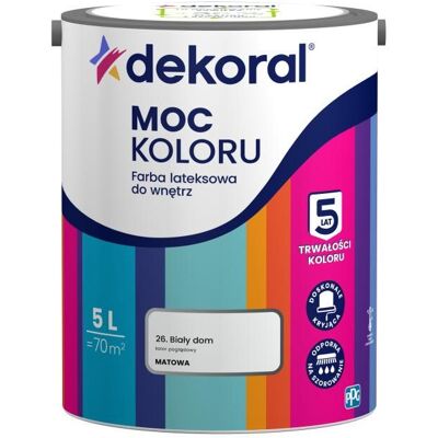 Dekoral Farba Moc Koloru Biały Dom 5L Dekoral Dekoral Farba Moc Koloru Biały Dom 5L Dekoral