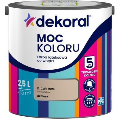 Dekoral Farba Lateksowa Moc Koloru Cafe latte 2,5l Dekoral Dekoral Farba Lateksowa Moc Koloru Cafe latte 2,5l Dekoral