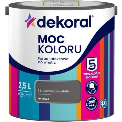 Dekoral Farba Moc Koloru Ciemny Popielaty 2,5L Dekoral Dekoral Farba Moc Koloru Ciemny Popielaty 2,5L Dekoral