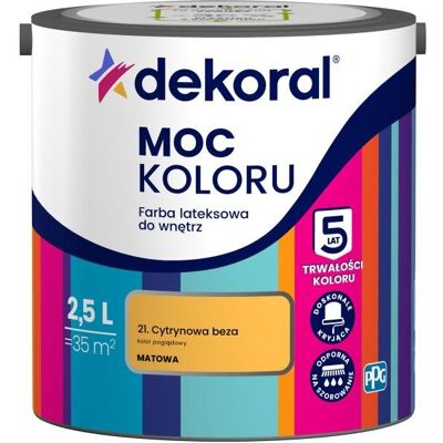 Dekoral Farba Lateksowa Moc Koloru Cytrynowa Beza 2,5l Dekoral Dekoral Farba Lateksowa Moc Koloru Cytrynowa Beza 2,5l Dekoral