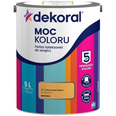 Dekoral Farba Lateksowa Moc Koloru Cytrynowa Beza 5l Dekoral Dekoral Farba Lateksowa Moc Koloru Cytrynowa Beza 5l Dekoral
