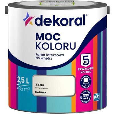 Dekoral Farba Lateksowa Moc Koloru Ecru 2,5l Dekoral Dekoral Farba Lateksowa Moc Koloru Ecru 2,5l Dekoral