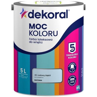 Dekoral Farba Lateksowa Moc Koloru Lodowy Błękit 5l Dekoral Dekoral Farba Lateksowa Moc Koloru Lodowy Błękit 5l Dekoral
