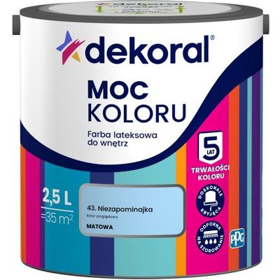 Dekoral Farba Lateksowa Moc Koloru Niezapominajka 2,5l Dekoral Dekoral Farba Lateksowa Moc Koloru Niezapominajka 2,5l Dekoral