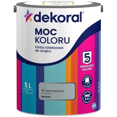 Dekoral Farba Lateksowa Moc Koloru Szary Klasyczny 5l Dekoral Dekoral Farba Lateksowa Moc Koloru Szary Klasyczny 5l Dekoral