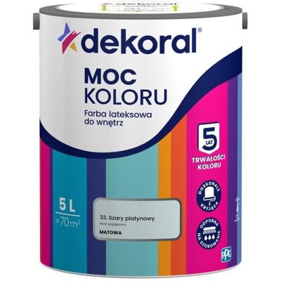Dekoral Farba Lateksowa Moc Koloru Szary Platynowy 5l Dekoral Dekoral Farba Lateksowa Moc Koloru Szary Platynowy 5l Dekoral