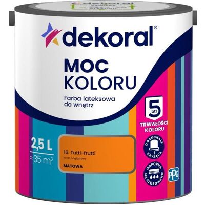 Dekoral Farba Lateksowa Moc Koloru Tutti-frutti 2,5l Dekoral Dekoral Farba Lateksowa Moc Koloru Tutti-frutti 2,5l Dekoral