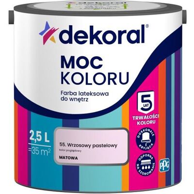Dekoral Farba Lateksowa Moc Koloru Wrzosowy Pastelowy 2,5l Dekoral Dekoral Farba Lateksowa Moc Koloru Wrzosowy Pastelowy 2,5l Dekoral