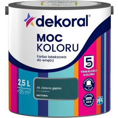 Dekoral Farba Moc Koloru Zielona Głębia 2,5L Dekoral Dekoral Farba Moc Koloru Zielona Głębia 2,5L Dekoral