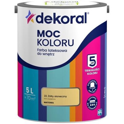 Dekoral Farba Lateksowa Moc Koloru Żółty Słoneczny 5l Dekoral Dekoral Farba Lateksowa Moc Koloru Żółty Słoneczny 5l Dekoral
