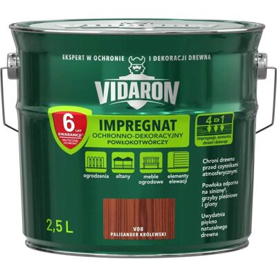 Vidaron Impregnat Ochronno-Dekoracyjny Powłokotwórczy V08 Palisander Królewski 2,5L Vidaron Vidaron Impregnat Ochronno-Dekoracyjny Powłokotwórczy V08 Palisander Królewski 2,5L Vidaron