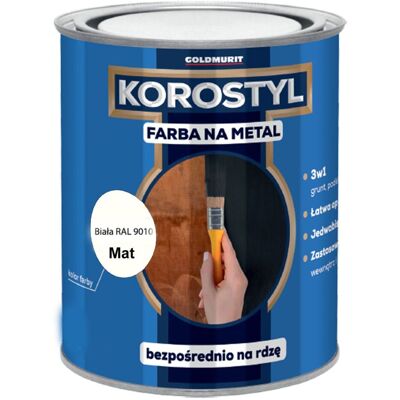 Korostyl Farba Na Metal 3W1 Korostyl Biały Mat 9010 0,7L Goldmurit Korostyl Farba Na Metal 3W1 Korostyl Biały Mat 9010 0,7L Goldmurit