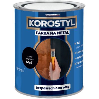 Korostyl Farba Na Metal 3W1 Korostyl Czarny Mat 9005 0,7L Goldmurit Korostyl Farba Na Metal 3W1 Korostyl Czarny Mat 9005 0,7L Goldmurit