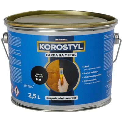 Korostyl Farba Na Metal 3W1 Korostyl Czarny Mat 9005 2,5L Goldmurit Korostyl Farba Na Metal 3W1 Korostyl Czarny Mat 9005 2,5L Goldmurit